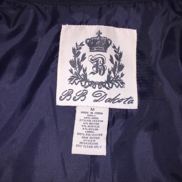 BB Dakota Navy Pea Coat Women’s Size M - Picture 3 of 3